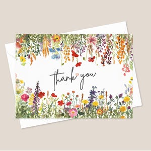 Lot de 10 cartes de voeux de remerciement aquarelle fleurs sauvages