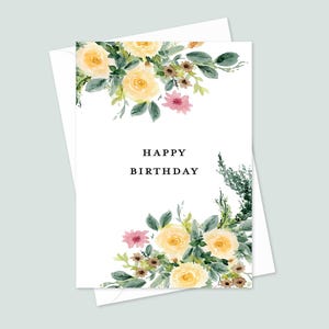 Pack of 10 Floral Happy Birthday Cards – Watercolor Flower Greeting Card – Birthday Cards with Envelope