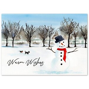 Lot de 10 cartes aquarelles - 5 x 7 - Bonhommes de neige avec enveloppes - Idéal pour les voeux des Fêtes et les célébrations hivernales