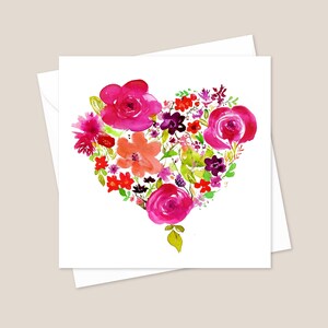 Pack of 10 Floral Heart Greeting Cards with Envelopes
