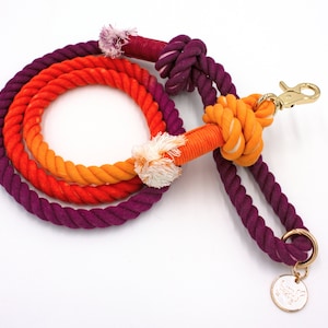 Maroon and Orange Dog Rope Leash Hokies Virginia Tech Leash Rope Dog Leash Ombre Dog Leash
