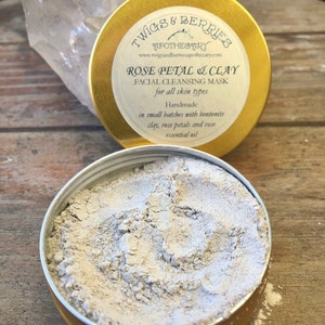Rose Facial Mask -Rose Petal and Clay, Facial Mask, All Natural Facial