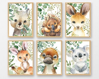 Printed Australian Girls Nursery wall prints, Australian animal  nursery prints, Animal nursery wall art
