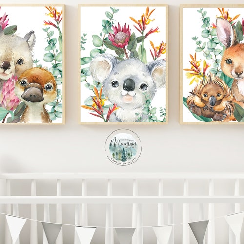 Printed Australian Animal Nursery Prints Australian Prints Etsy