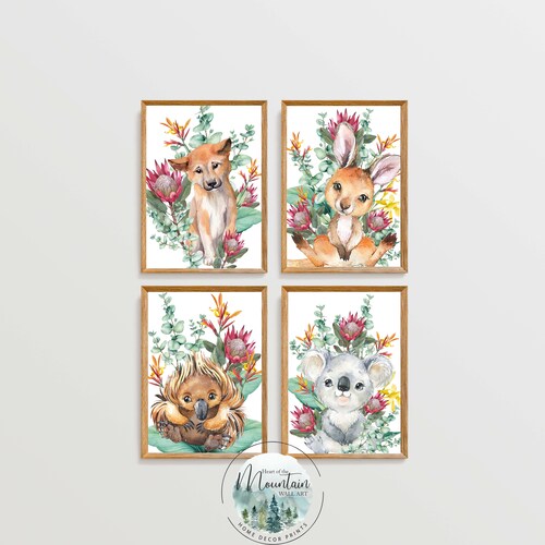 Printed Australian Animals Girls Nursery Wall Prints Printed Etsy