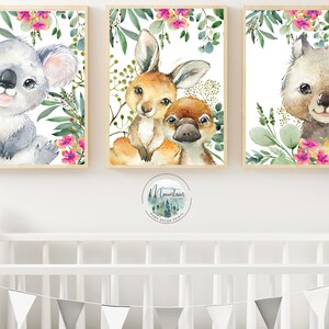 Printed Australian Girls Nursery wall prints, Australian animal  nursery prints, Animal nursery wall art