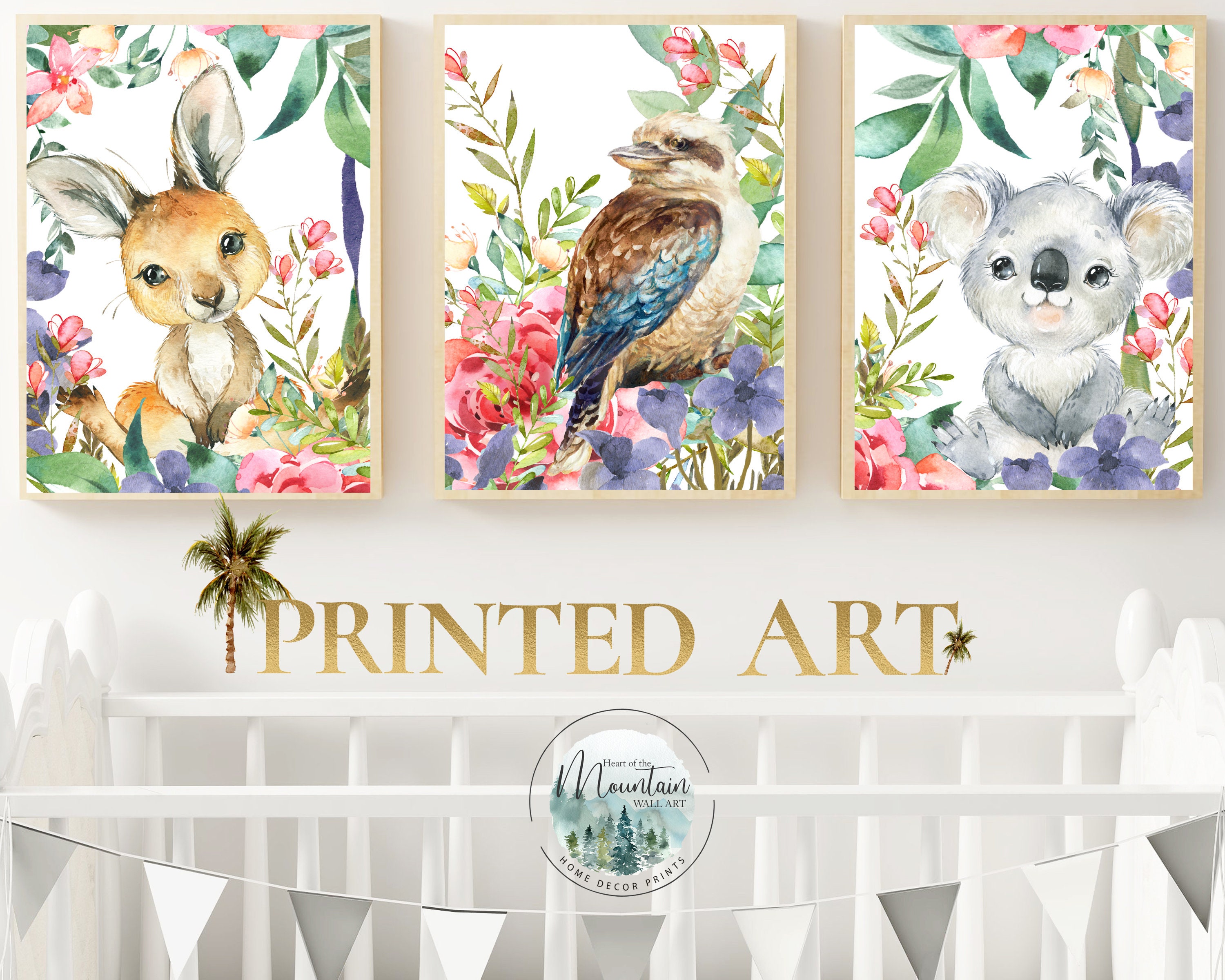 Printed Australian Animal girls Nursery Wall Decor | Etsy Australia