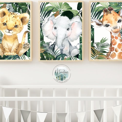 Set of 4 Wall Art Safari Nursery Baby Animal Prints Etsy