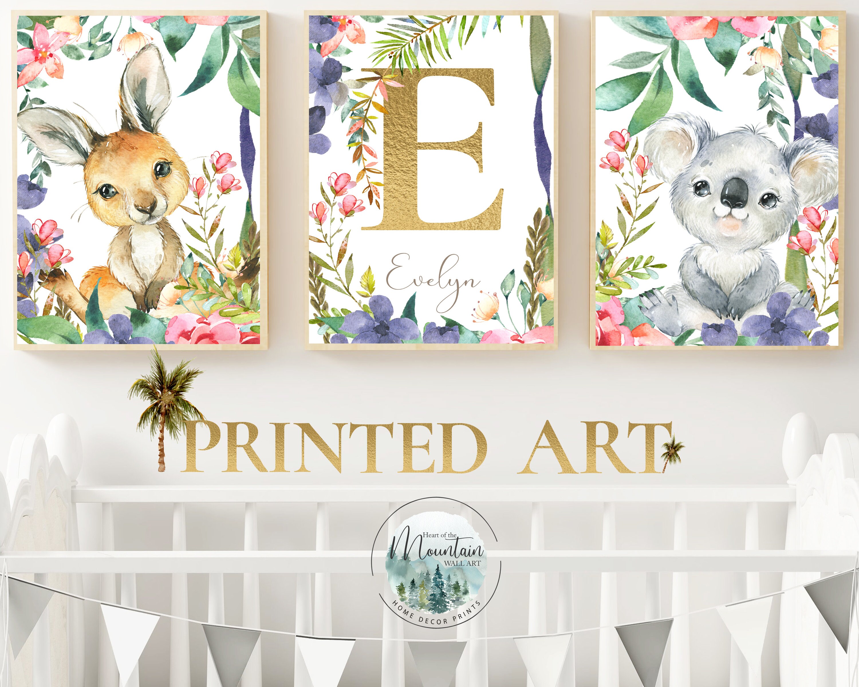 Printed Australian Animals Girls Nursery Wall Prints Name Etsy Australia — free download