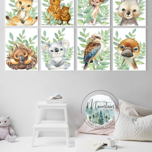 Printed Australian Animals Girls Nursery Wall Prints Printed Etsy