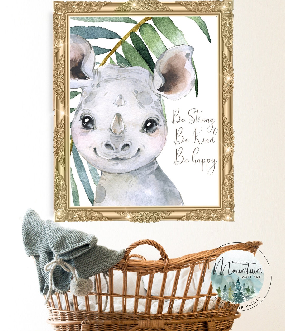 Safari Baby Rhinoceros Wall Art Nursery Printsafrican Decor Etsy
