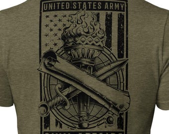 T-shirt van het Amerikaanse leger voor burgerzaken, met een afbeelding van het leger in Californië.