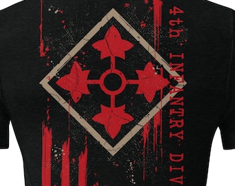 Army 4th Infantry Division T-Shirt, Grunge Military Emblem