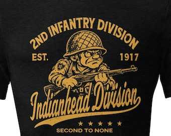 2nd Infantry Division Army T-Shirt, Indianhead Division Vintage Mascot