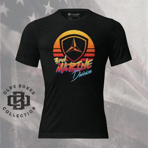 Tri-Blend Black 3rd Marine Division Military 80s Style T-Shirt