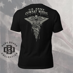 Army Combat Medic 100% Cotton Black Military T-Shirt