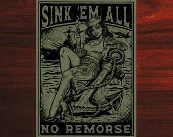 Sink ’Em All U.S. Navy Pin-Up Sticker