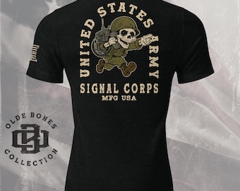 T-Shirt mit Totenkopfmotiv des US Army Signals Corps, Veteranen-T-Shirt mit Militärgrafik
