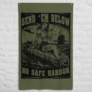 Send Em Below Navy Submarine Flag, Submariner Graphic