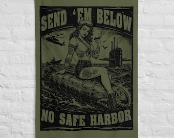 Send Em Below Navy Submarine Flag, Submariner Graphic