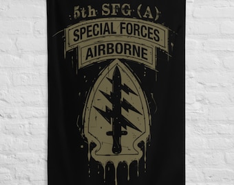 5th Special Forces Group Airborne Flag, Green Beret Military Decor