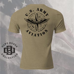 Tri-Blend Olive Army Aviation Insignia Military T-Shirt