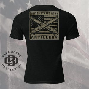 Tri-Blend Black Army Field Artillery Insignia Flag Military T-Shirt