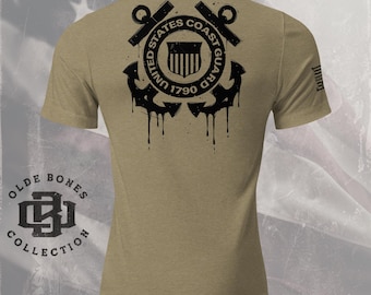 Militär-T-Shirt der Küstenwache, dreifarbig, olivgrün