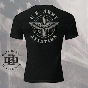 Tri-Blend Black Army Aviation Insignia Military T-Shirt
