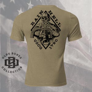 Tri-Blend Olive US Coast Guard Door Gunner Military T Shirt