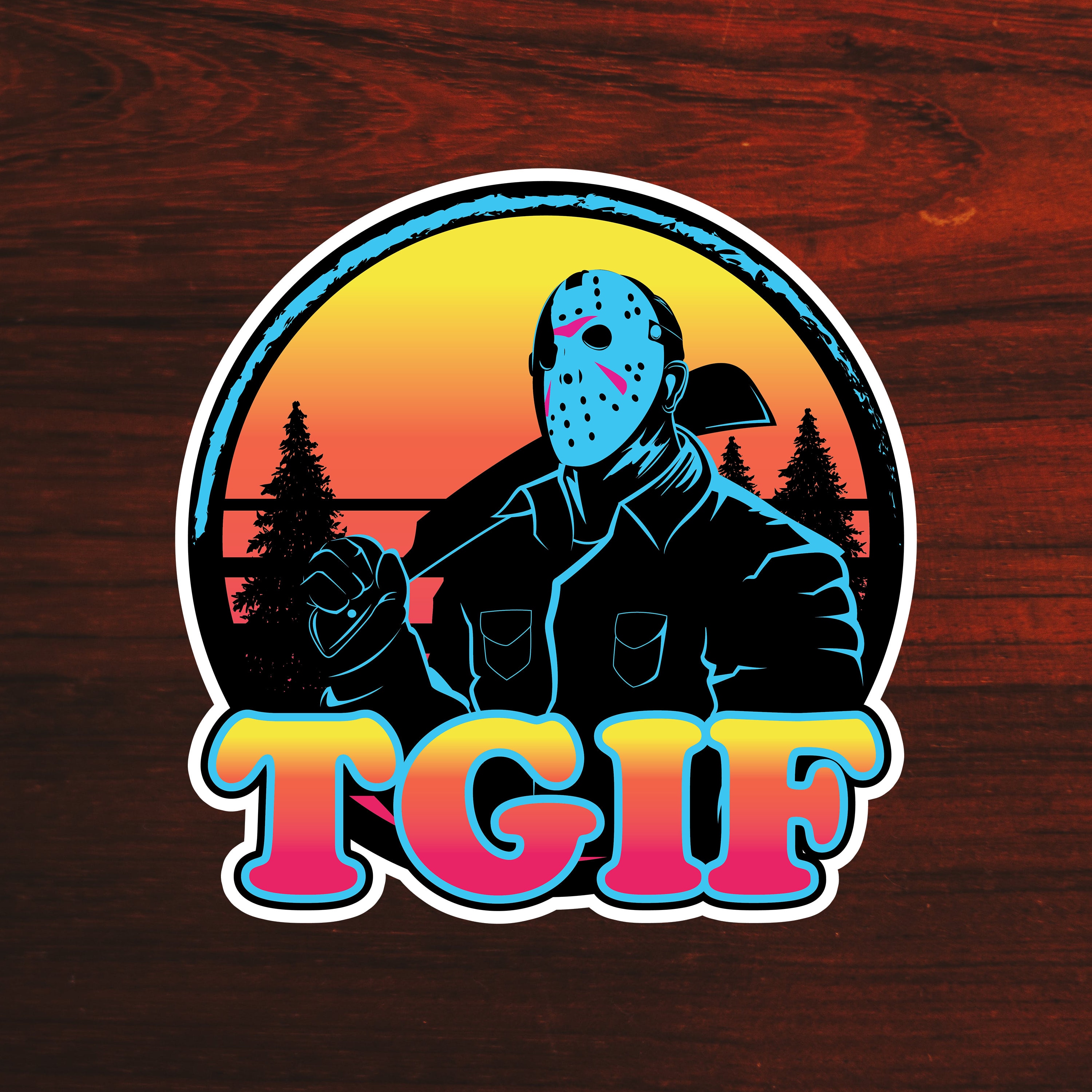 TGIF Friday the 13th Sticker, Jason Voorhees Sticker, Horror Movie