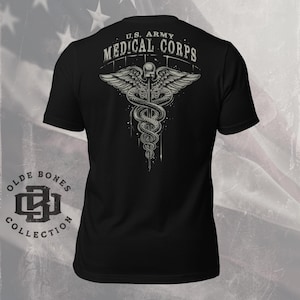 Army Medical Corps 100% Cotton Black Military T-Shirt