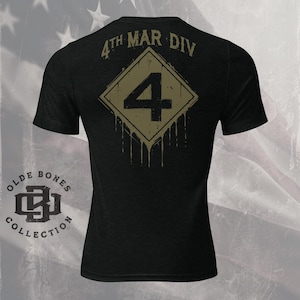 Tri-Blend Black 4th Marine Division Military T-Shirt