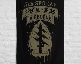 7th Special Forces Group Airborne Flag, Green Beret Military Decor