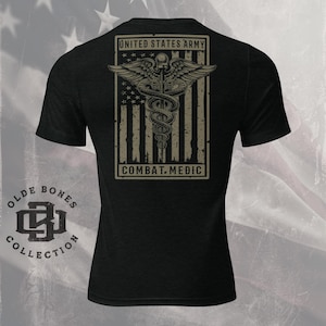Tri-Blend Black Army Combat Medic Military T-Shirt