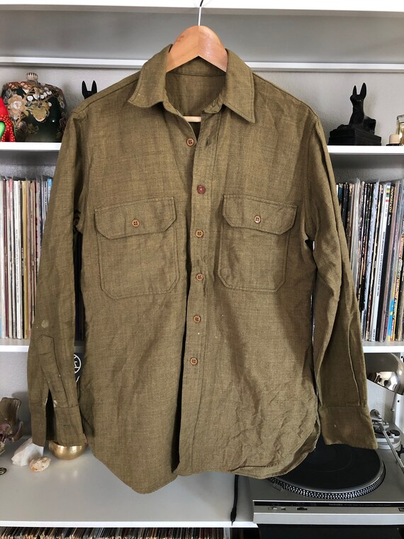 Vintage Faded Wool Military Shirt Jacket