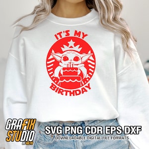 Its My Birthday Svg : Cute Baby Yoda Mandalorian Kids Shirt Design (Digital Download) image 5