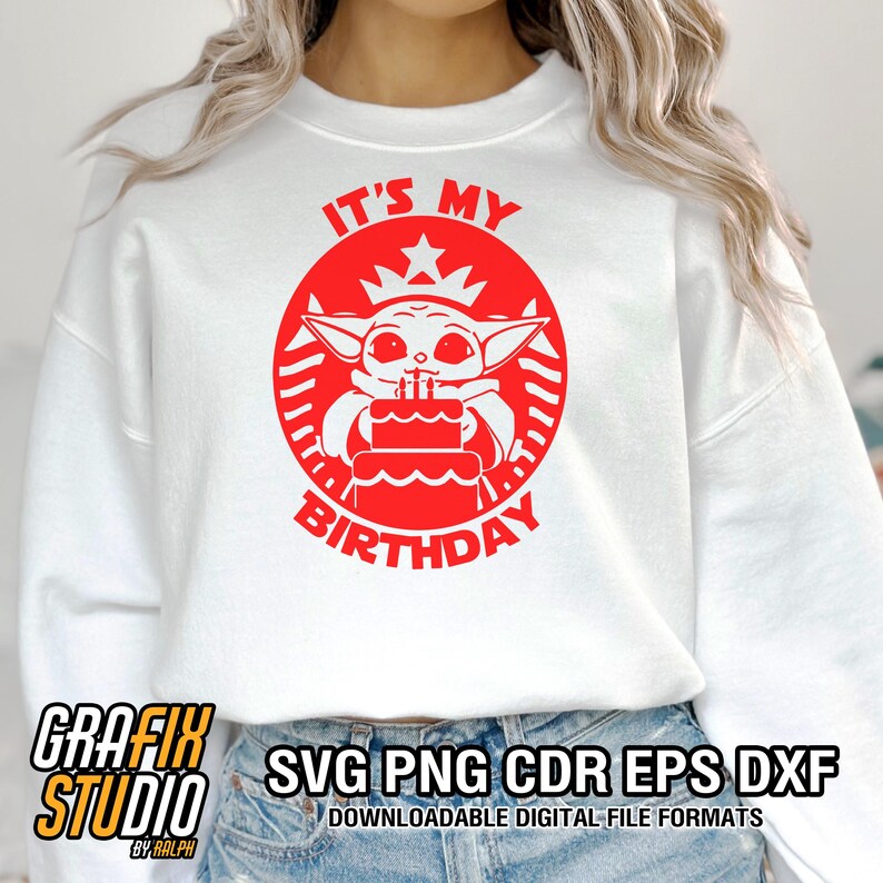 Its My Birthday Svg : Cute Baby Yoda Mandalorian Kids Shirt Design (Digital Download) image 5