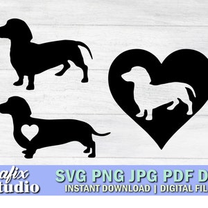 Dachshund SVG Bundle: Heart Dog Vector Graphics (Digital Download)