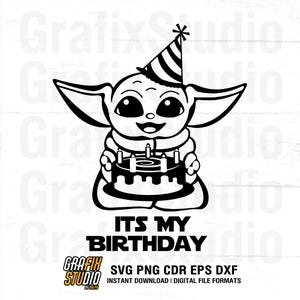 Baby Yoda Birthday Svg, Grogu Birthday Svg, Mandalorian Birthday Shirt, Star Wars Cricut Cut File, PNG, EPS, DXF image 2
