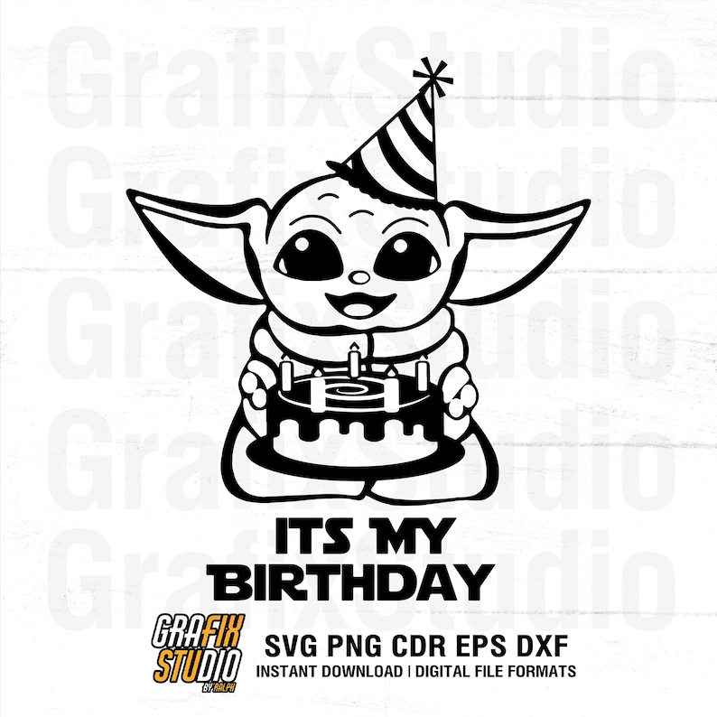 Baby Yoda Birthday Svg, Grogu Birthday Svg, Mandalorian Birthday Shirt, Star Wars Cricut Cut File, PNG, EPS, DXF image 2