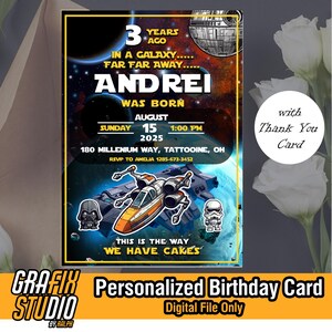 Invitation d'anniversaire Star Wars | Faire-part Jedi personnalisé | Baby Yoda / Thème Mandalorien | Livré en 48 heures