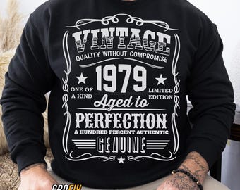 Vintage 1979 Birthday SVG: Aged to Perfection Design (digital