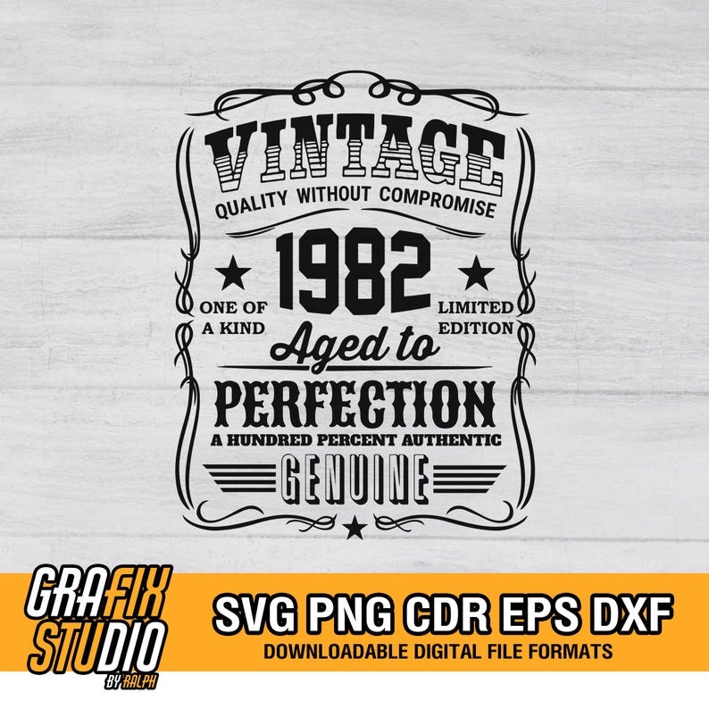 Vintage 1982 Birthday SVG | Aged to Perfection Design (digital Download ...
