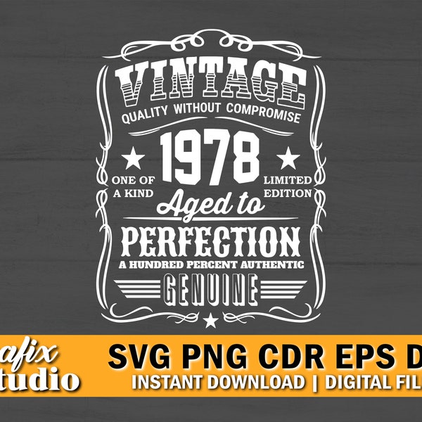 45th Birthday Svg | 45th Birthday Shirt | Vintage 1978 Svg | 1978 Aged to perfection | Aged to Perfection Svg | 45th Birthday Gift Idea