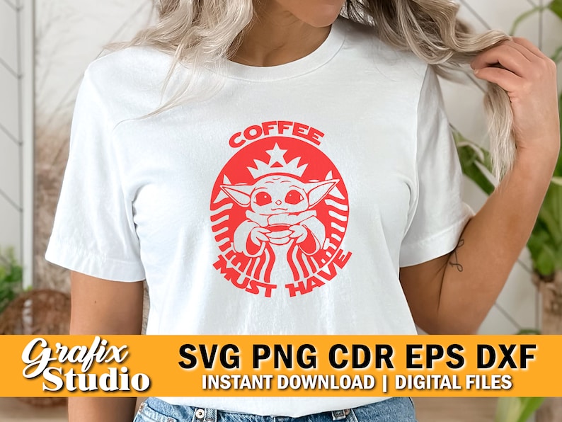 Baby Yoda SVG | This is the Way | Grogu | Star Wars | Baby Yoda | Yoda Svg | Coffee Svg | Svg for Cricut | Mandolorian SVG | Coffee Lover
