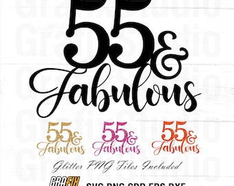 Decorazione per torta di compleanno 55° compleanno SVG, design per maglietta Fifty-Five (download digitale)