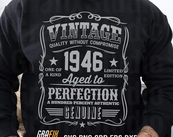 80. Geburtstag SVG: 1946 Vintage gealtert zur Perfektion Design (Digitaler Download)