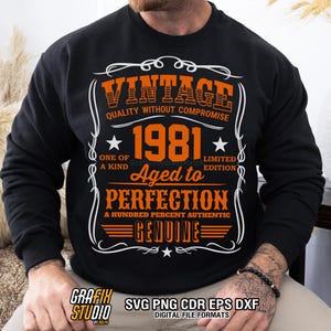 SVG para o 45º aniversário: Design de camiseta vintage de 1981 envelhecido com perfeição - Edição Limitada (Download Digital Premium)