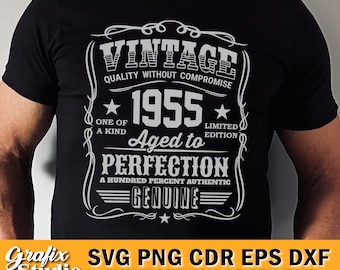 71° compleanno Vintage 1955 SVG / Design invecchiato alla perfezione (Download digitale)